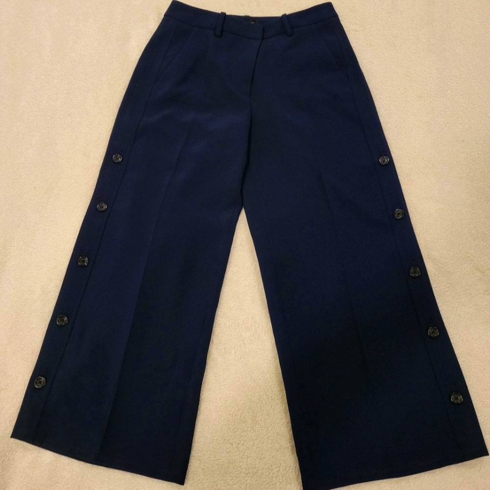 White House Black Market Navy Wide-Leg Button Pants